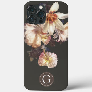ダークエレガンスフローラパーソナライズされたモノグラム iPhone 13 PRO MAXケース