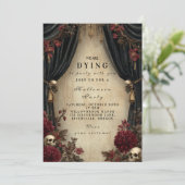 ダークエレガンス スカルとドレープ ハロウィン 招待状 (スタンド正面)
