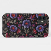 ダークエレガンス：黒と紫のフローラルパターン Case-Mate iPhoneケース (裏面(横))