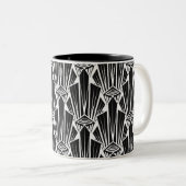 ダークエレガントアートデコ抽象芸術ジオメトリック要素 ツートーンマグカップ (正面右)