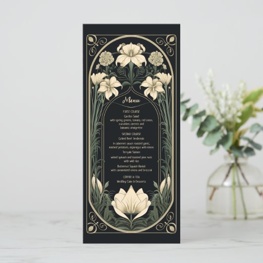 ダークエレガントアールヌーボーフローラ結婚のメニューカード メニュー (スタンド正面)
