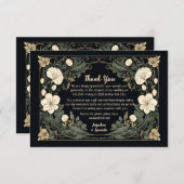 ダークエレガントアールヌーボーフローラ結婚ズ・サンキュー サンキューカード (正面/裏面)