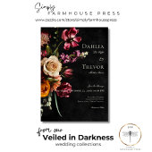 ダークエレガントオータムフラワーズウェディング 招待状