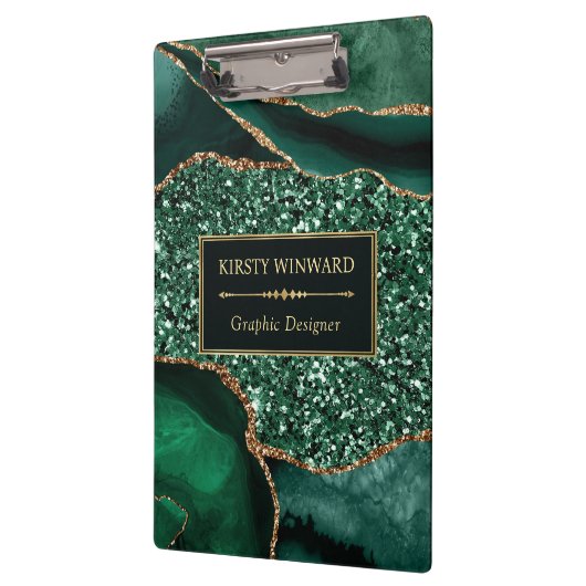 ダークエレガントグリーンと金ゴールドグリッター海ゲート クリップボード (左)
