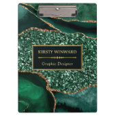 ダークエレガントグリーンと金ゴールドグリッター海ゲート クリップボード (正面)