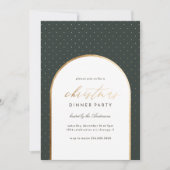 ダークエレガントグリーンアーチクリスマスディナーパーティー 招待状 (正面)