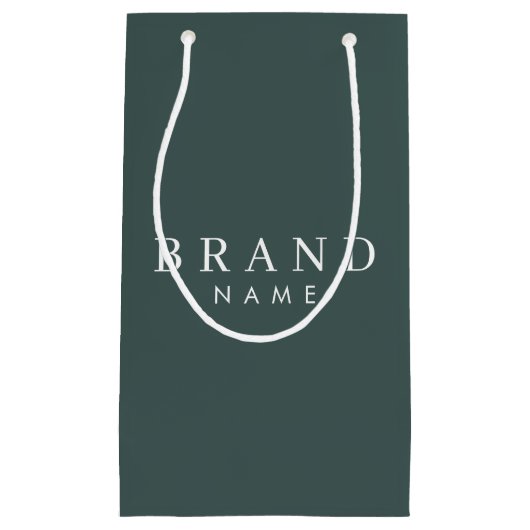 ダークエレガントグリーンカスタム紙小さなショッピングバッグ スモールペーパーバッグ (正面)