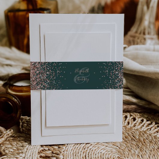 ダークエレガントグリーンバラ金ゴールド結婚ズ 招待状ベリーバンド