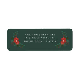 ダークエレガントグリーンフローラクリスマス差出人住所 ラベル