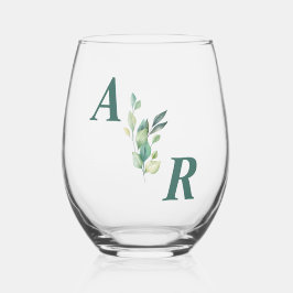 ダークエレガントグリーンフローラ結婚ズ ステムなしワイングラス