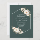 ダークエレガントグリーンフローラ結婚式招待状 招待状 (正面)