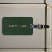 ダークエレガントグリーンレザーと金ゴールドスクリプト旅行 ラゲッジタグ