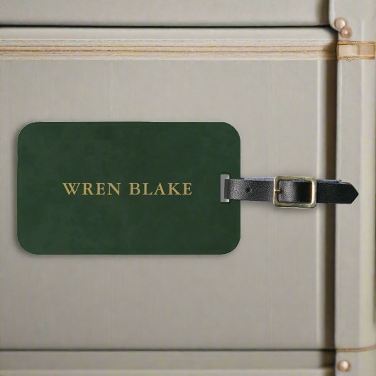 ダークエレガントグリーンレザーと金ゴールドスクリプト旅行 ラゲッジタグ