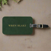 ダークエレガントグリーンレザーと金ゴールドスクリプト旅行 ラゲッジタグ