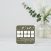 ダークエレガントグリーン10パンチビジネスロイヤリティカード スクエア名刺 (スタンド正面)