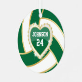 ダークエレガントグリーン、ホワイト、および金ゴールドバレーボール メタルオーナメント (正面左)