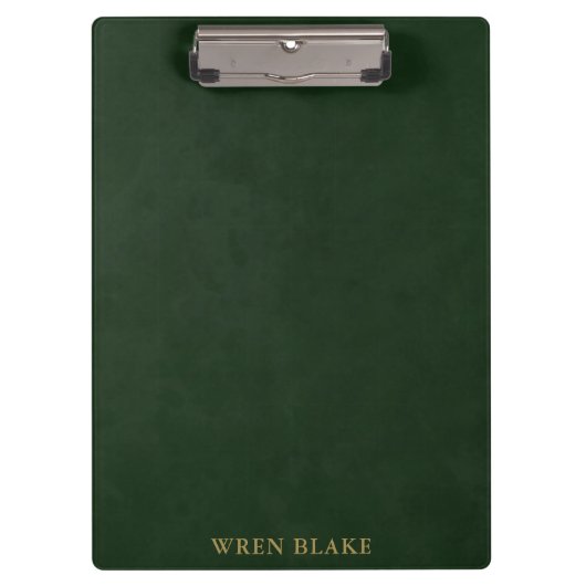 ダークエレガントグリーン&金ゴールドタイポグラフィ企業の クリップボード (正面)
