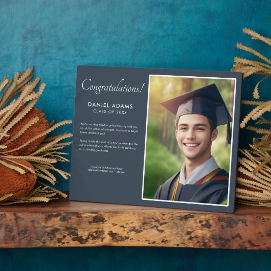 ダークエレガントグレーグラードサイドバイサイドフォトと文字 フォトプラーク (側面)