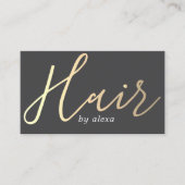 ダークエレガントグレーゴールデンはっきりした美容師 名刺 (正面)