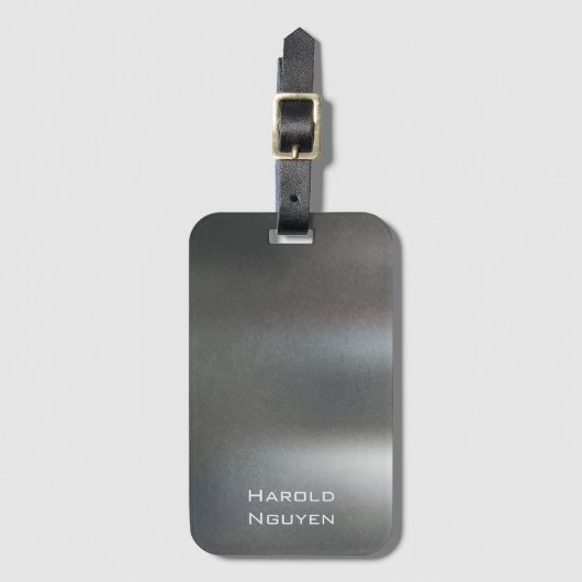 ダークエレガントグレーブラシ仕上げ金属ステンレスアルミニウム ラゲッジタグ (正面縦)