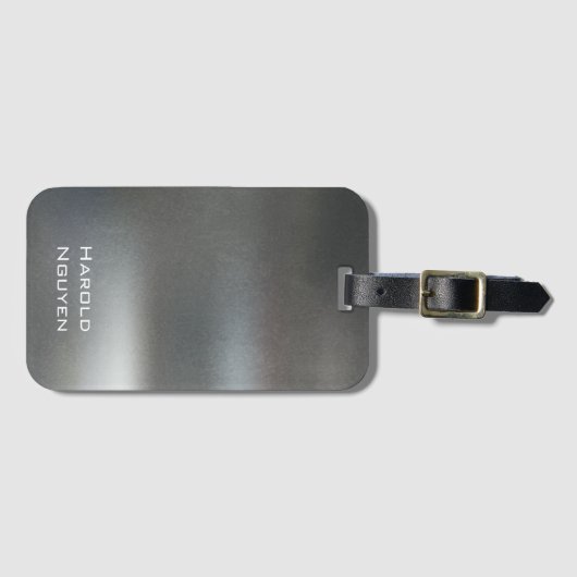 ダークエレガントグレーブラシ仕上げ金属ステンレスアルミニウム ラゲッジタグ (正面横)