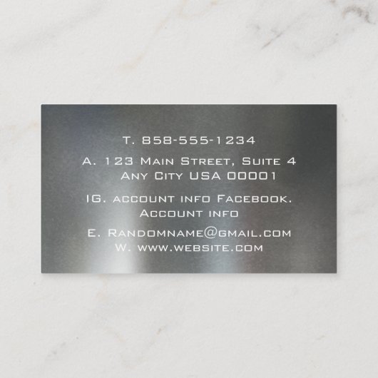 ダークエレガントグレーブラシ仕上げ金属ステンレスアルミニウム 名刺 (裏面)