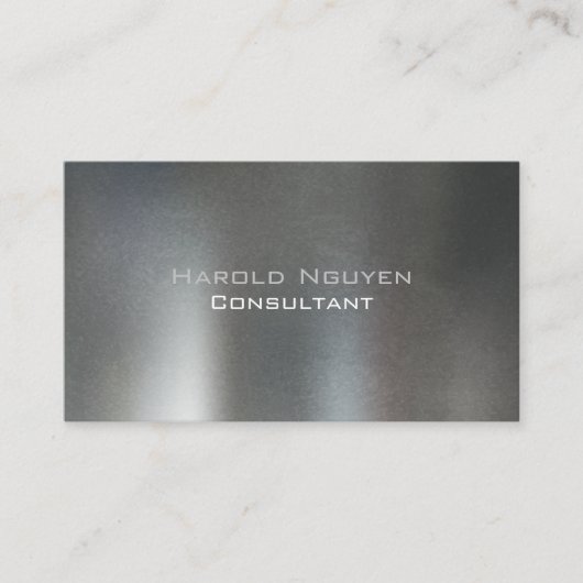 ダークエレガントグレーブラシ仕上げ金属ステンレスアルミニウム 名刺 (正面)