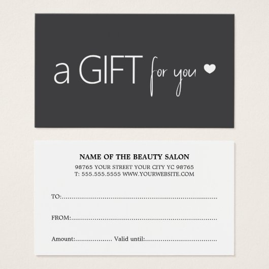 ダークエレガントグレーホワイトハートサロン (正面&裏面)