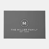 ダークエレガントグレーモノグラムファミリー名 ドアマット (正面)