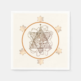 ダークエレガントゴールデンブラスカラーユダヤ星 スタンダードカクテルナプキン