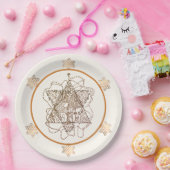 ダークエレガントゴールデンブラスカラーユダヤ星 ペーパープレート (パーティー)