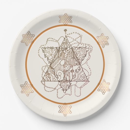 ダークエレガントゴールデンブラスカラーユダヤ星 ペーパープレート (正面)