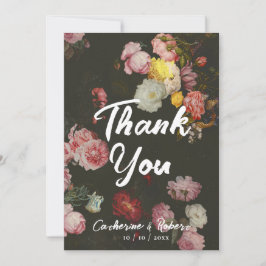 ダークエレガントシックフローラヴィンテージバラ サンキューカード