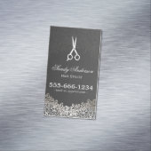 ダークエレガントシルバーダマスクヘアサロンアポイントメント マグネット名刺 (インサイチュ)