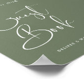 ダークエレガントセージ私たちのゲストブック結婚の ポスター (角)