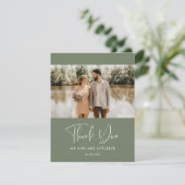 ダークエレガントセージ結婚グリーンの写真 サンキューカード (スタンド正面)