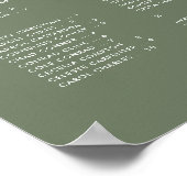 ダークエレガントセージ緑アルファベットの座席表 ポスター (角)