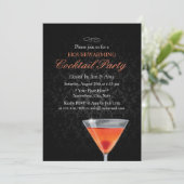 ダークエレガントダマスク引っ越し祝いパーティーカクテルパーティー 招待状 (スタンド正面)