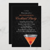 ダークエレガントダマスク引っ越し祝いパーティーカクテルパーティー 招待状 (正面/裏面)