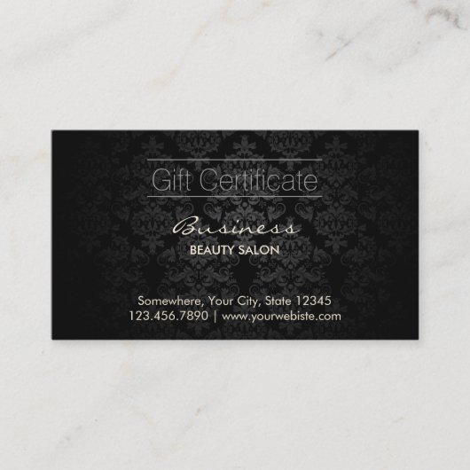 ダークエレガントダマスク美しいサロン商品券 割引カード (正面)