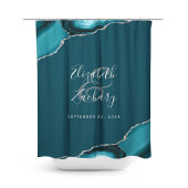 ダークエレガントティール（緑がかった色）アゲートシルバーニュー結婚リューズ シャワーカーテン