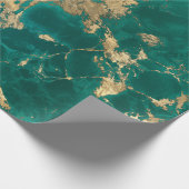 ダークエレガントティール（緑がかった色）グリーン金ゴールドマーブルクリスマス ラッピングペーパー (角)