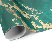 ダークエレガントティール（緑がかった色）グリーン金ゴールドマーブルクリスマス ラッピングペーパー (ロールコーナー)