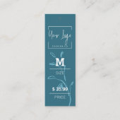 ダークエレガントティール（緑がかった色）リーフQRアパレル価格ラベル コーリングカード (正面)