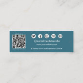 ダークエレガントティール（緑がかった色）リーフQRアパレル価格ラベル コーリングカード (裏面)