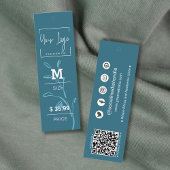 ダークエレガントティール（緑がかった色）リーフQRアパレル価格ラベル コーリングカード