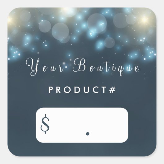 ダークエレガントティール(緑がかった色)《写真》ぼけ味スパークルブティックプライスラベル スクエアシール (正面)