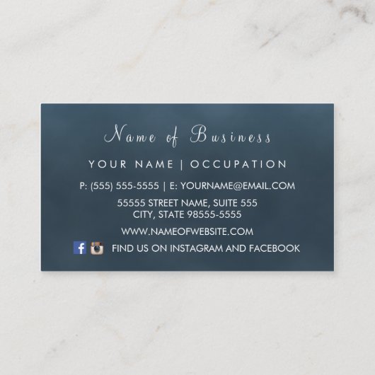 ダークエレガントティール（緑がかった色）《写真》ぼけ味ファッションブティック 名刺 (裏面)