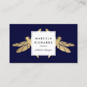 ダークエレガントネイビーでフェイク金ゴールドドラゴンフライ・デュオ 名刺 (正面)