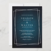 ダークエレガントネイビーシックホワイトフレーム素朴ズ 招待状 (正面)